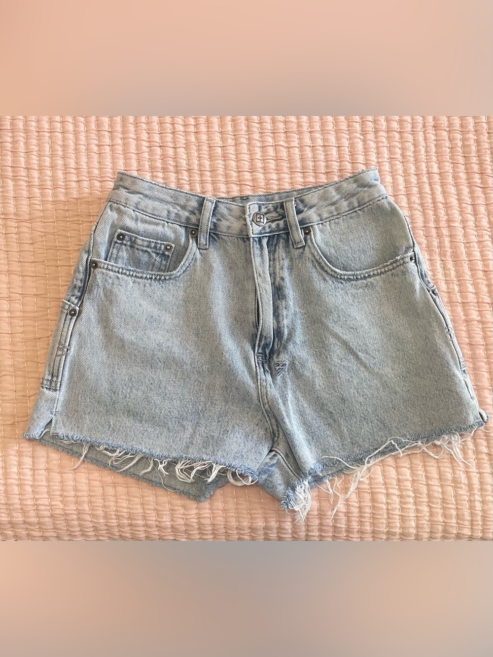 Ksubi Light Wash Denim high rise Cutoff Jean Shorts size 26